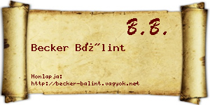Becker Bálint névjegykártya